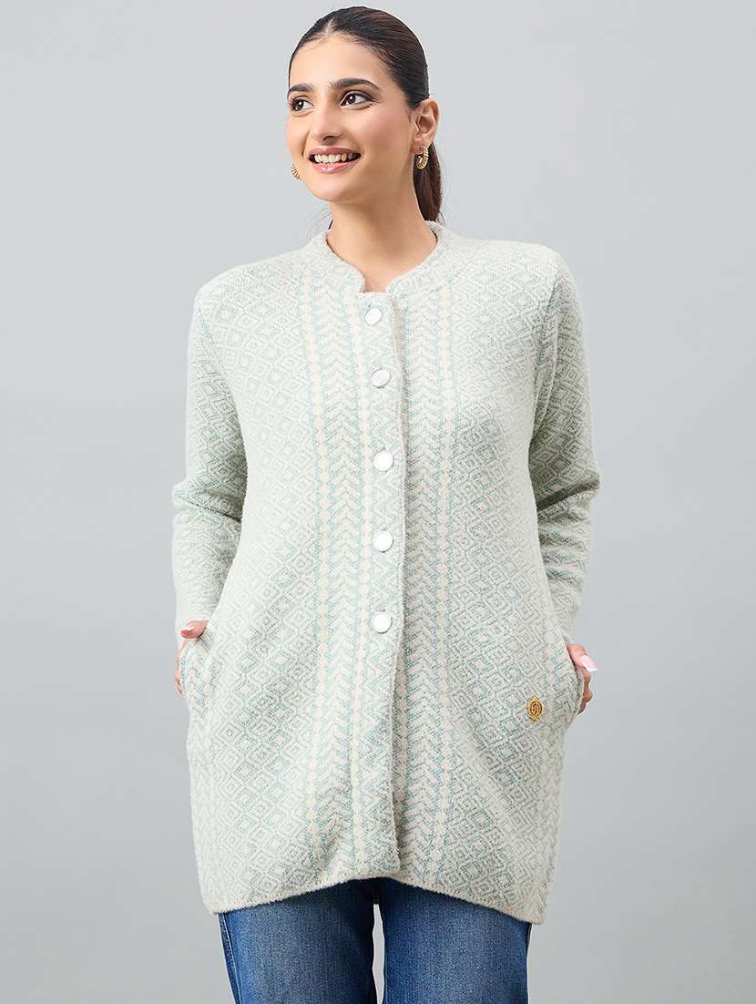 women self designed long sleeve cardigan