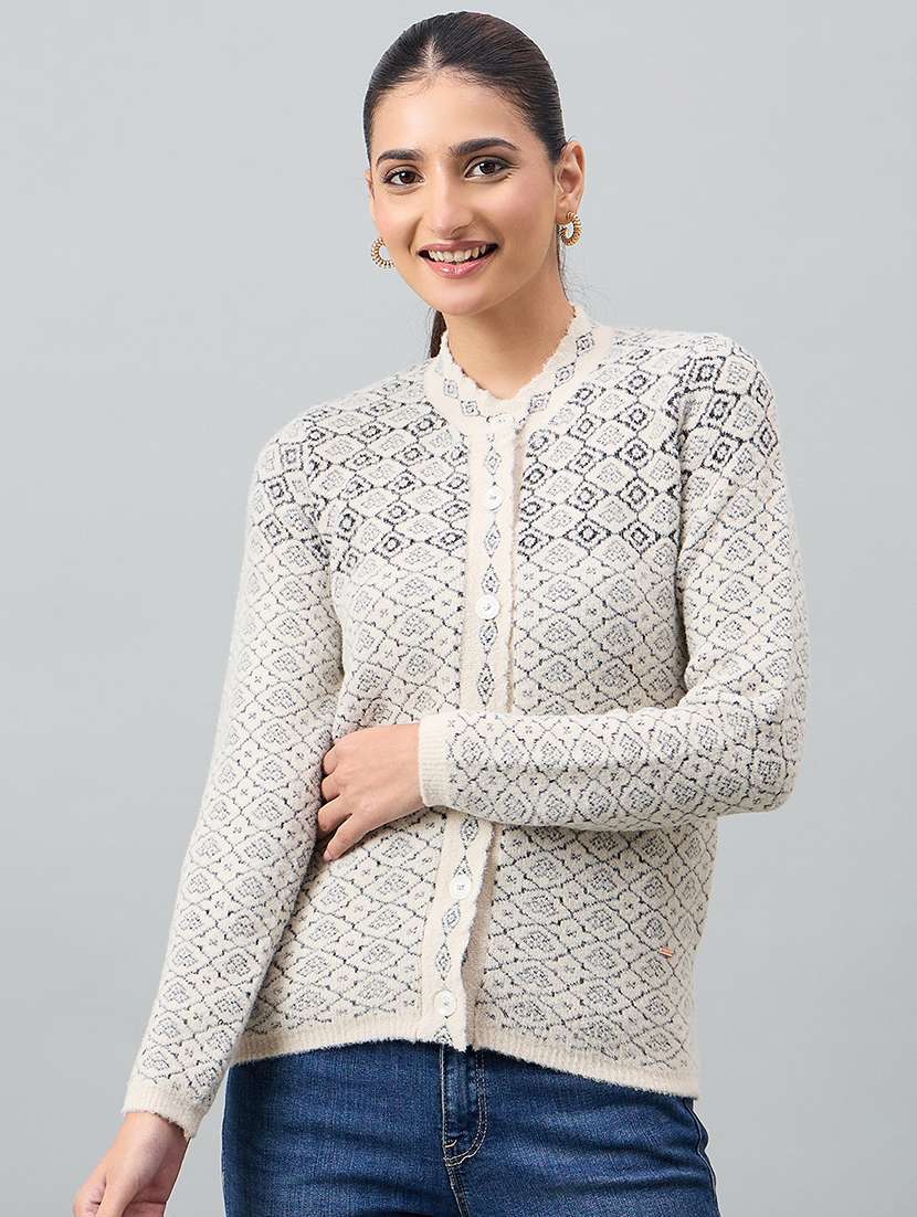 women self designed long sleeve cardigan