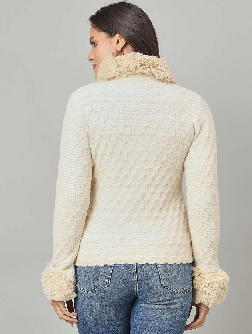 women self designed long sleeve cardigan - 22264345 -  Standard Image - 2