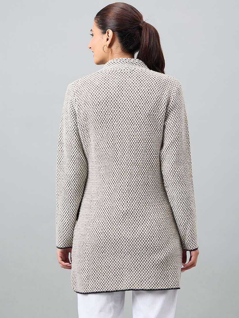 women self designed long sleeve cardigan - 22264361 -  Standard Image - 2