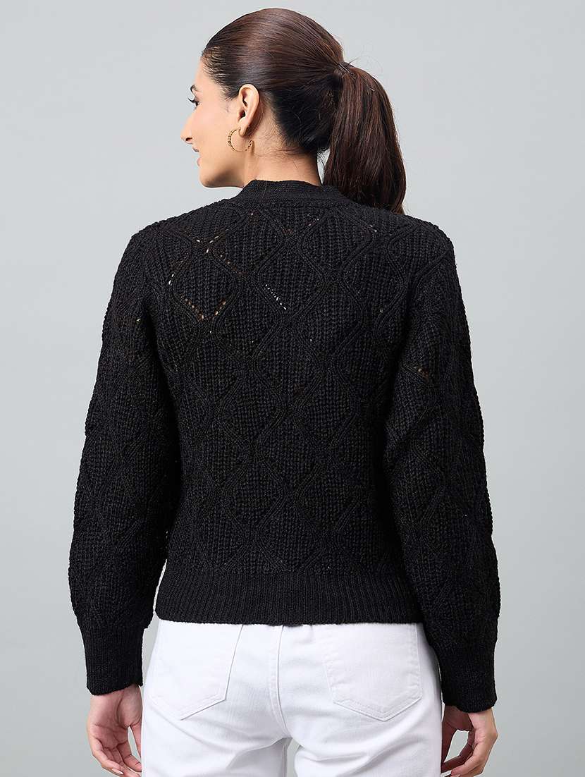 women self designed long sleeve cardigan - 22264371 -  Standard Image - 2