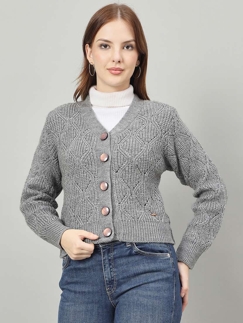 women self designed long sleeve cardigan