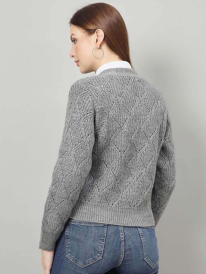 women self designed long sleeve cardigan - 22264372 -  Standard Image - 2