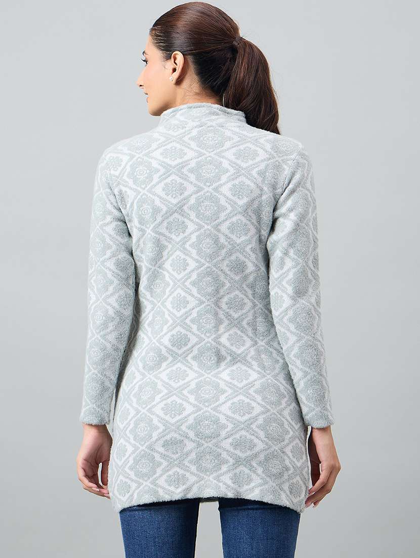 women self designed long sleeve cardigan - 22264379 -  Standard Image - 2