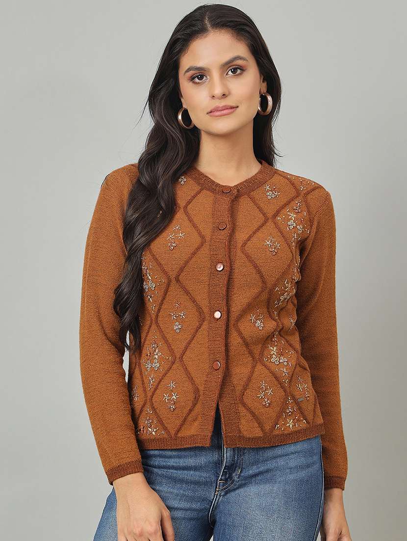 women self designed long sleeve cardigan