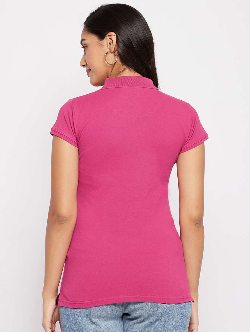 women solid short sleeve polo t-shirt - 22264401 -  Standard Image - 2