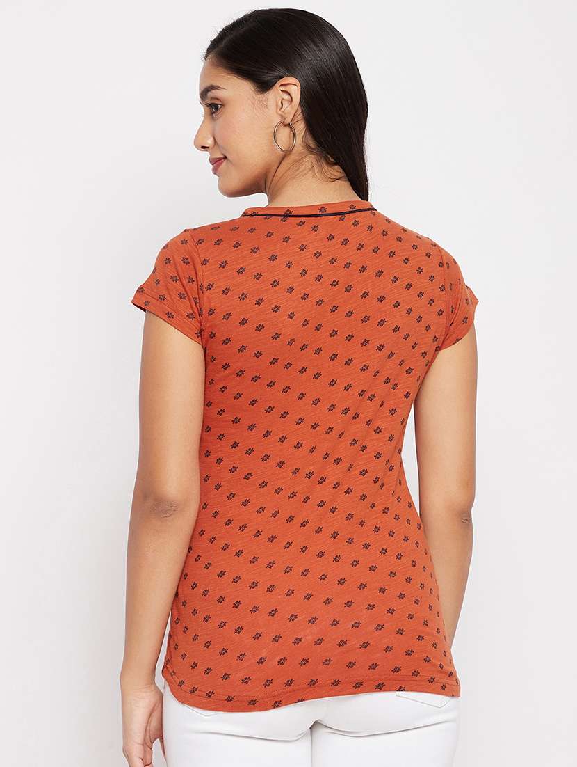 women printed short sleeve regular top - 22264404 -  Standard Image - 2