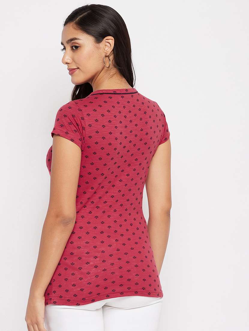 women printed short sleeve regular top - 22264406 -  Standard Image - 2