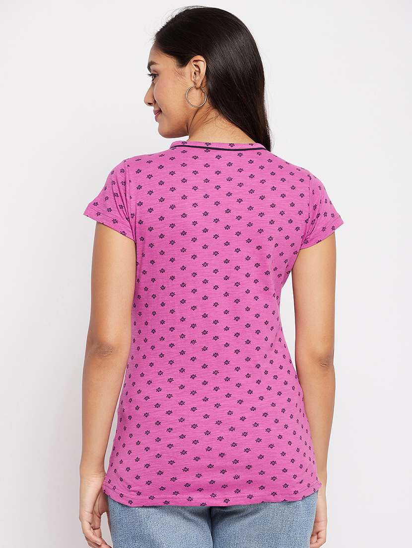 women printed short sleeve regular top - 22264408 -  Standard Image - 2