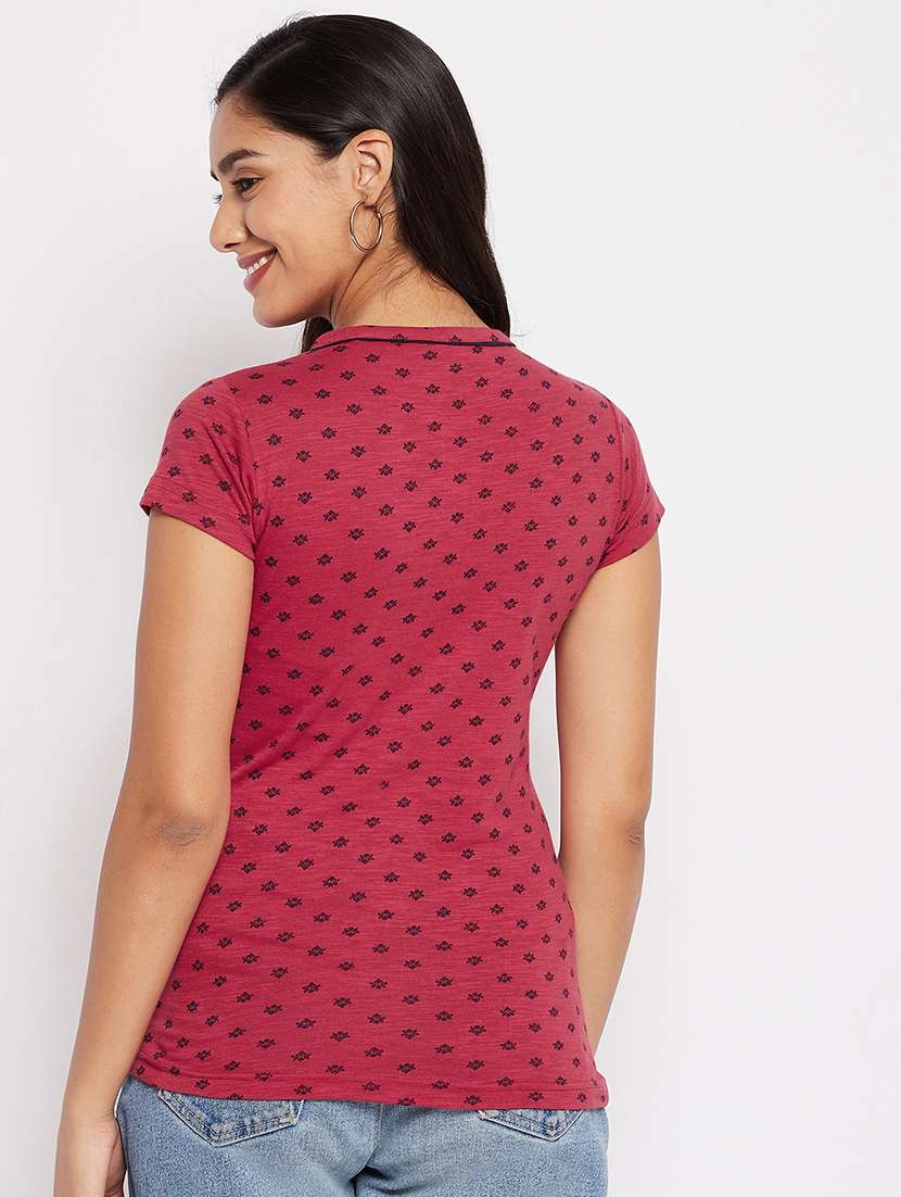 women printed short sleeve regular top - 22264409 -  Standard Image - 2