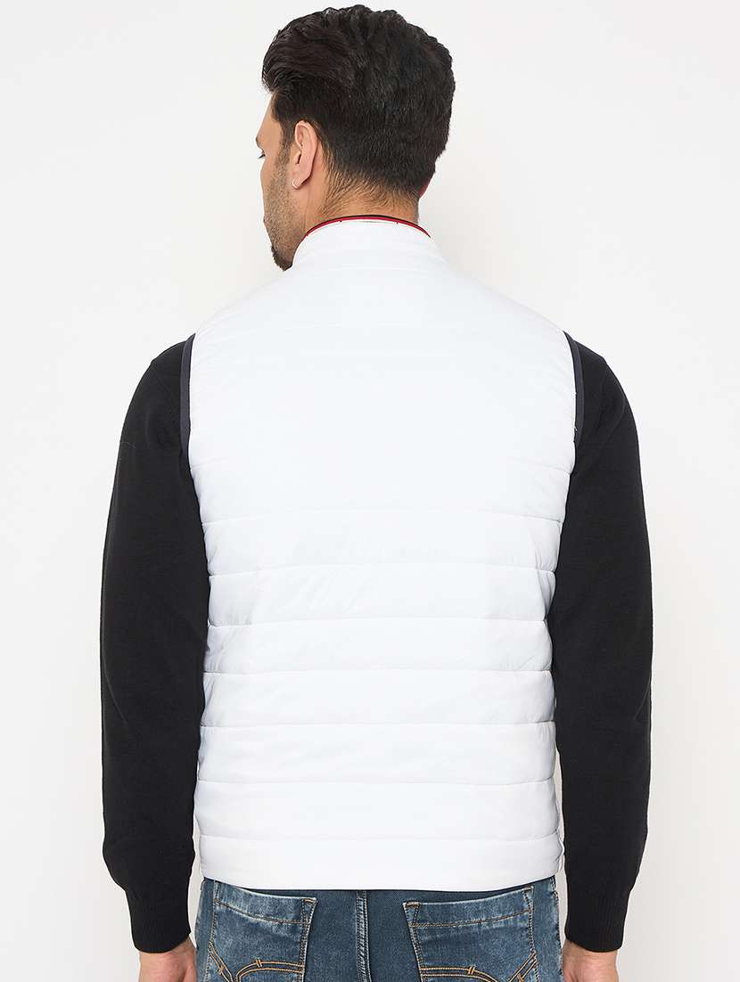 men solid stand collar sleeveless puffer jacket - 22264437 -  Standard Image - 2