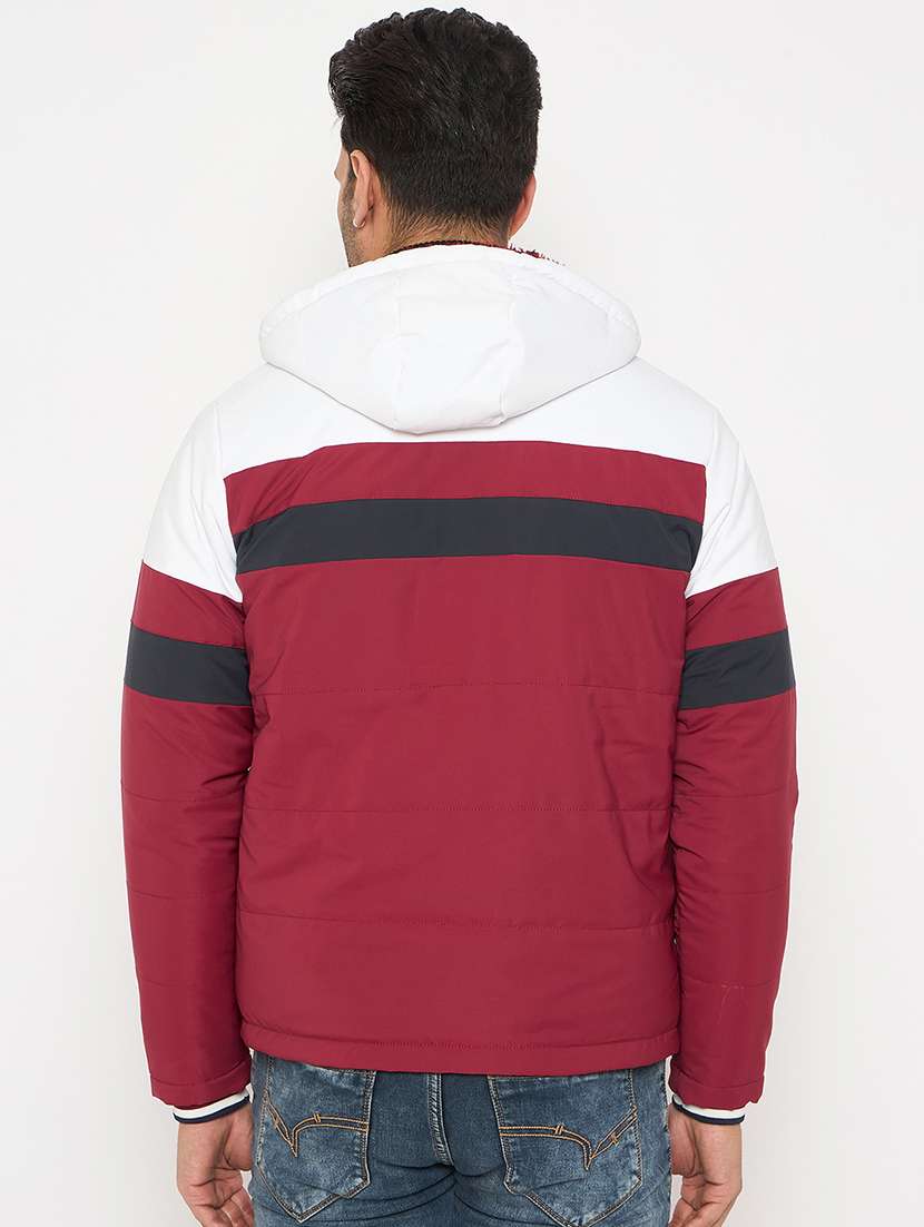 men color blocked hooded long sleeve puffer jacket - 22264444 -  Standard Image - 2