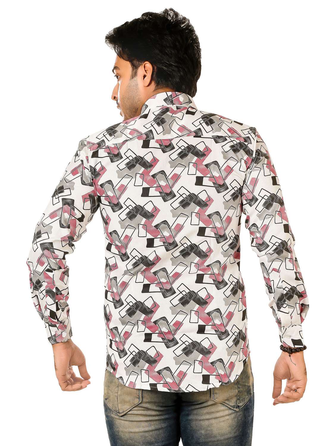 men geometric long sleeve regualr fit casual shirt - 22264463 -  Standard Image - 2