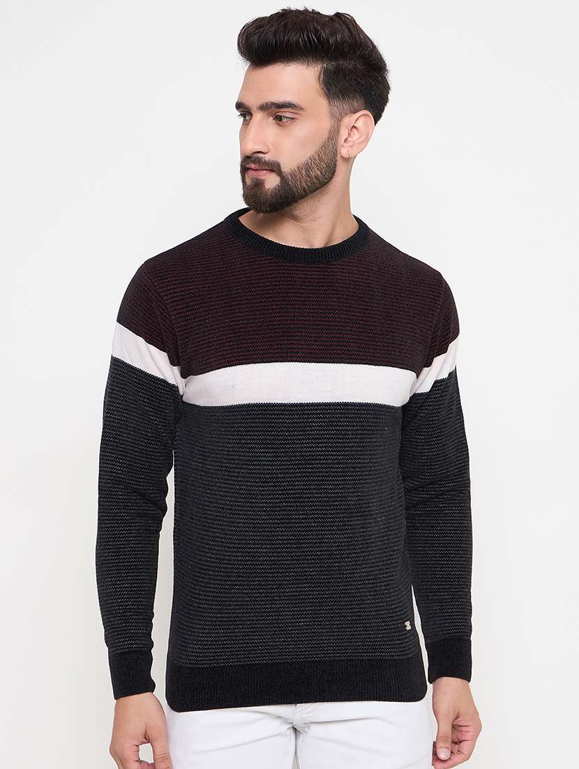 men color blocked long sleeve pullover