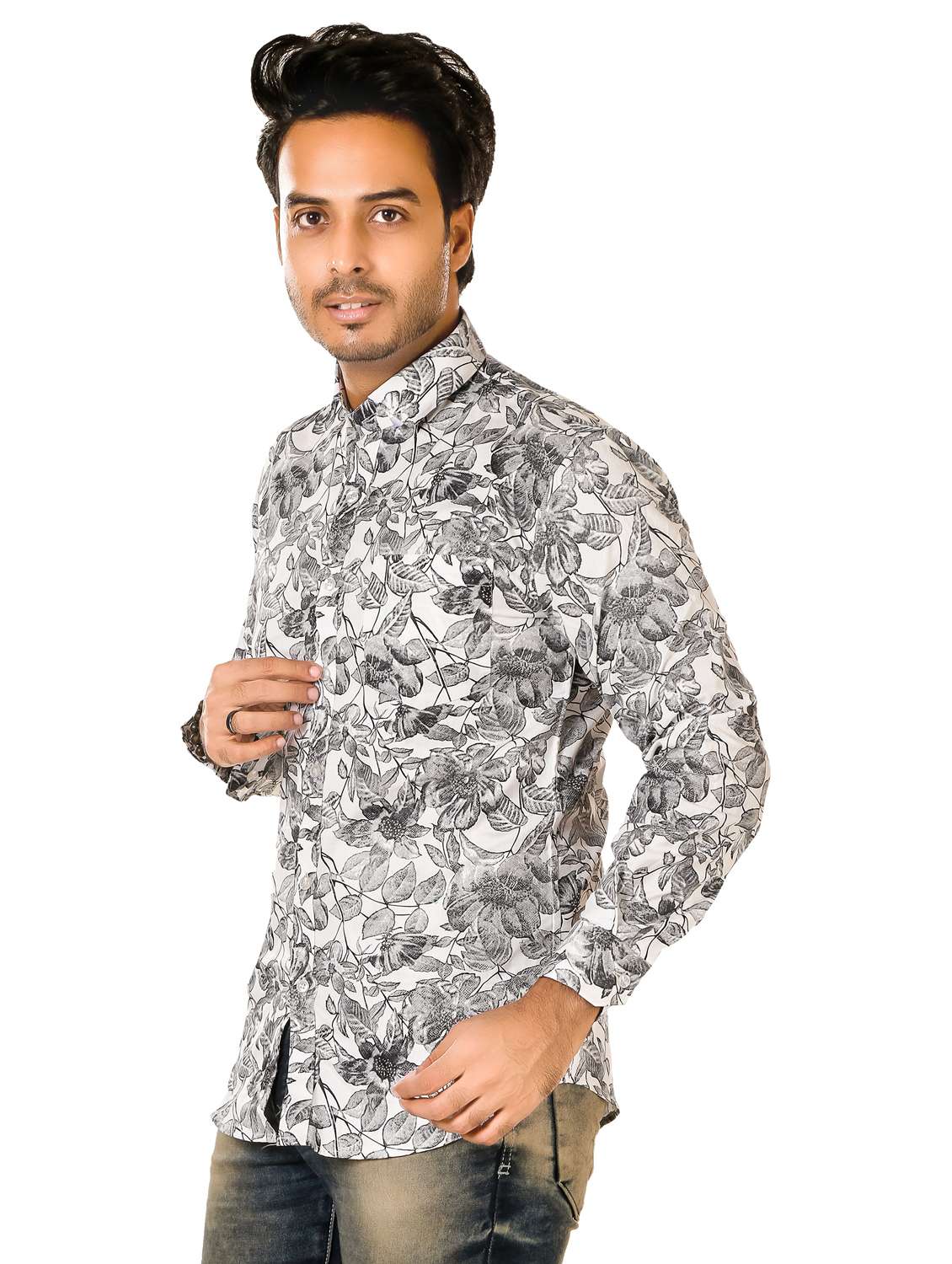 men floral long sleeve regualr fit casual shirt - 22264480 -  Standard Image - 2