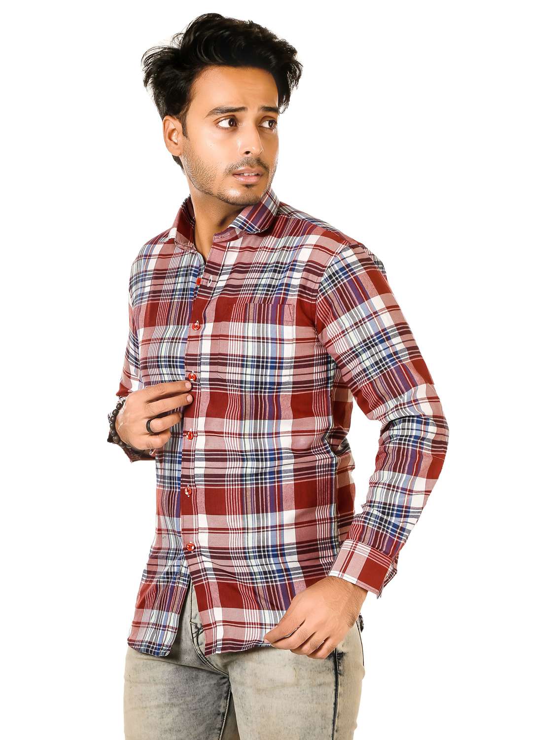men checkered long sleeve regualr fit casual shirt - 22264492 -  Standard Image - 2