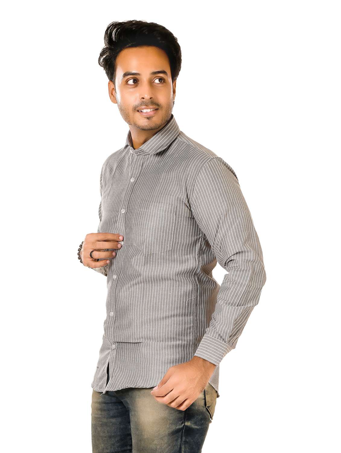 men striped long sleeve regualr fit casual shirt - 22264494 -  Standard Image - 2