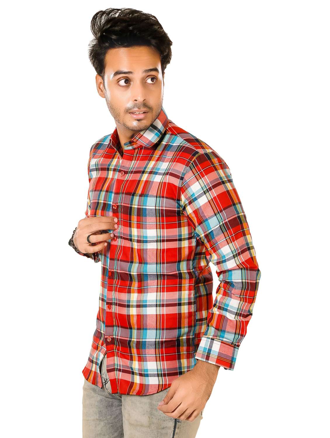 men checkered long sleeve regualr fit casual shirt - 22264502 -  Standard Image - 2