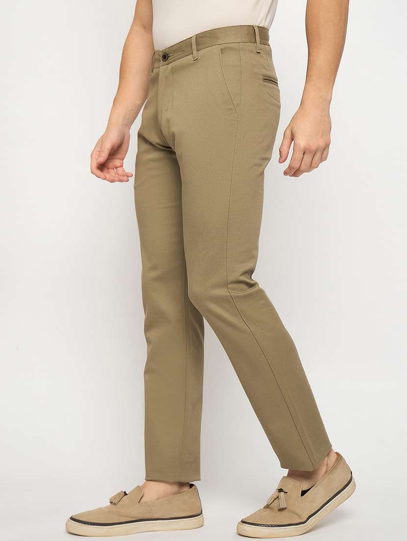 men solid mid rise chinos casual trouser - 22264542 -  Standard Image - 2
