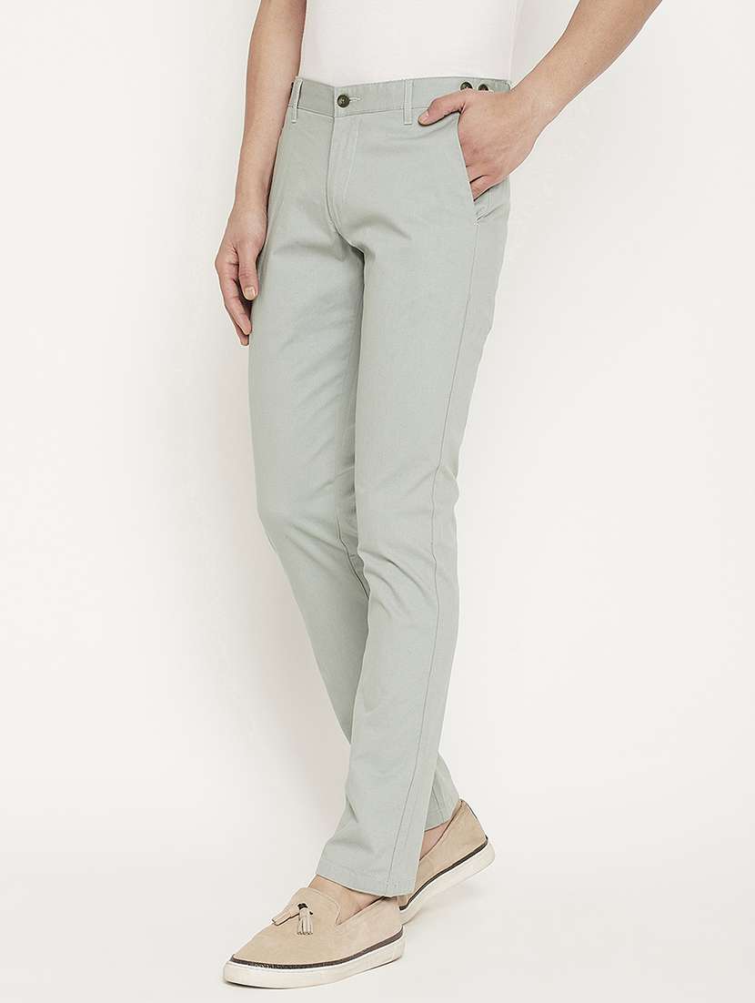 men solid mid rise chinos casual trouser - 22264545 -  Standard Image - 2