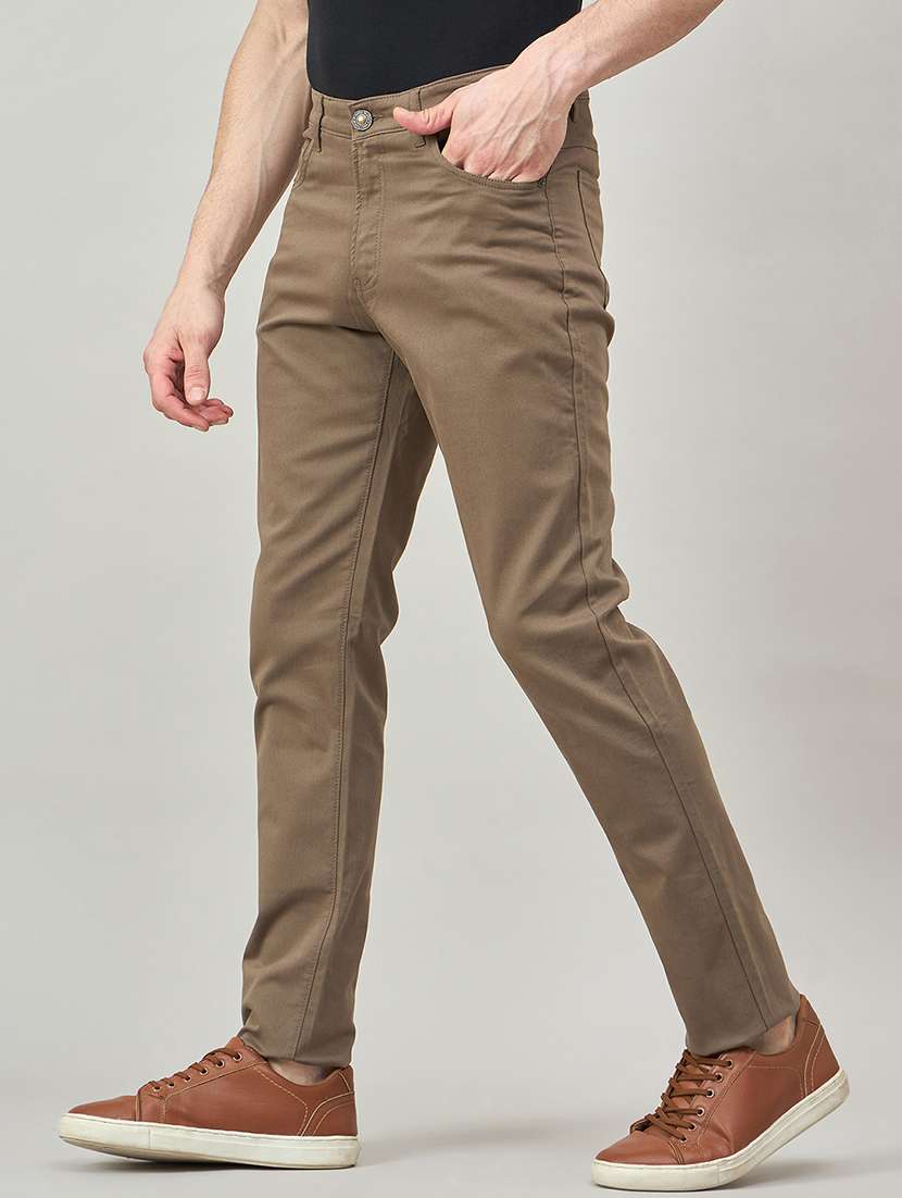 men solid mid rise chinos casual trouser - 22264552 -  Standard Image - 2