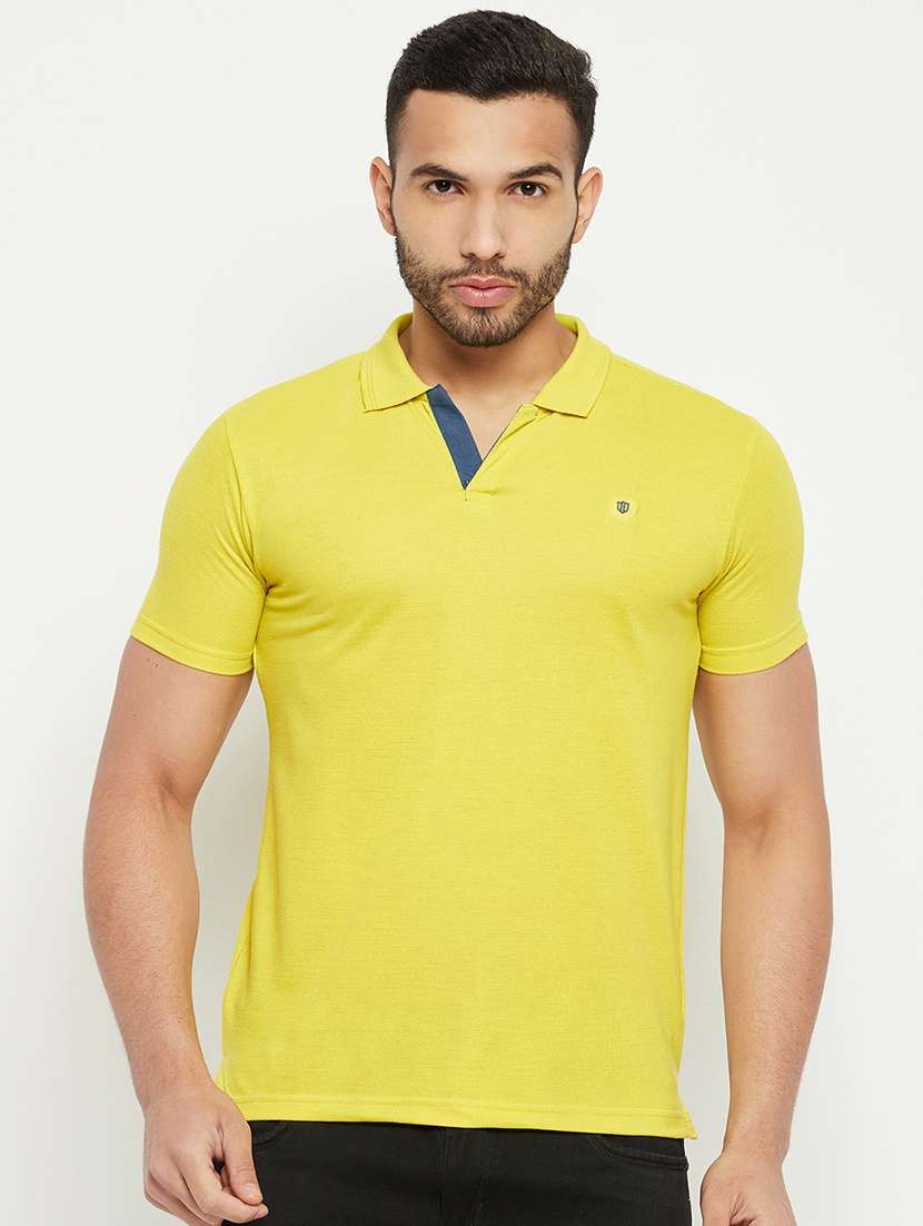 men solid short sleeve slim fit polo t-shirt
