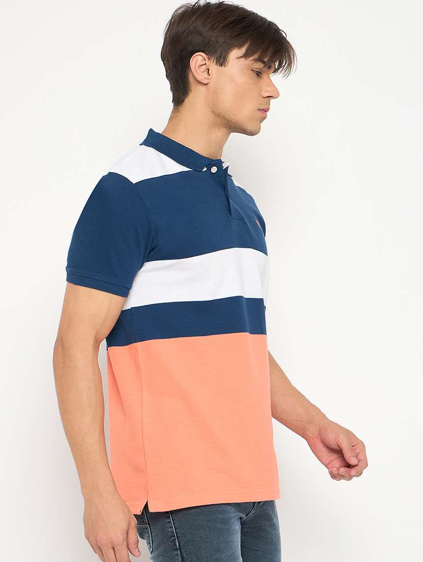 men colro blocked short sleeve polo t-shirt - 22264581 -  Standard Image - 2