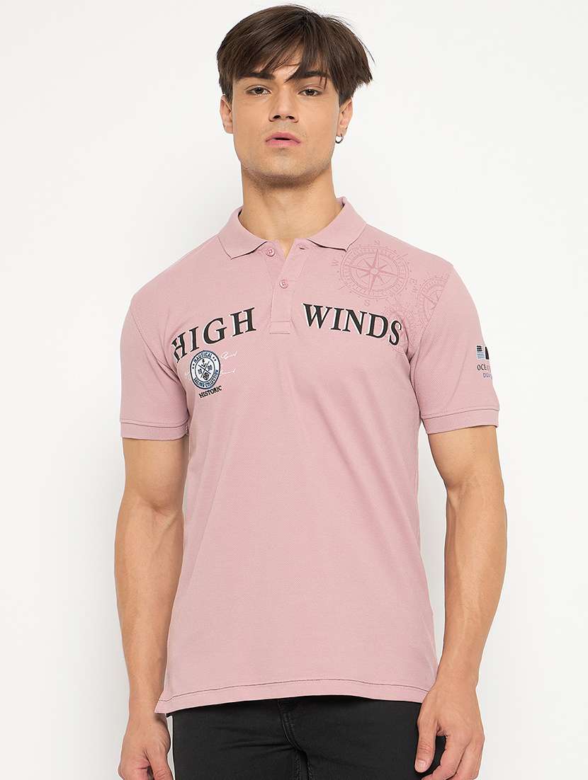 men printed short sleeve polo t-shirt