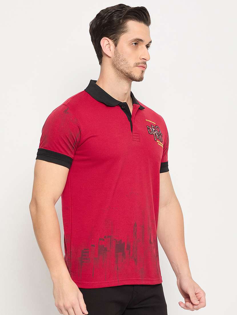 men printed short sleeve polo t-shirt - 22264628 -  Standard Image - 2