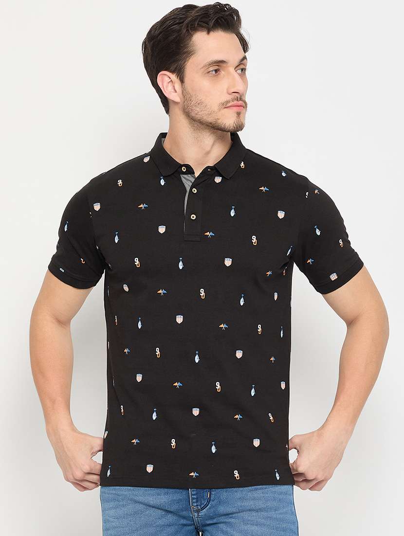 men printed short sleeve polo t-shirt