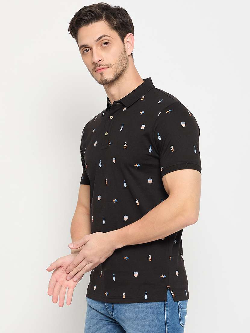 men printed short sleeve polo t-shirt - 22264630 -  Standard Image - 2