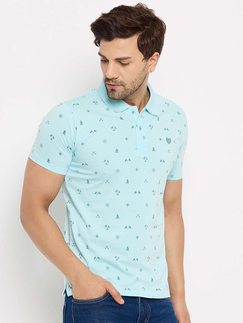 men printed short sleeve polo t-shirt - 22264661 -  Standard Image - 2