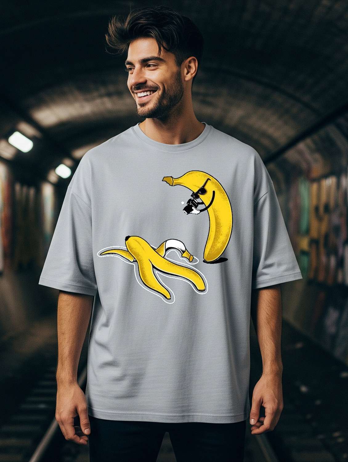 men printed short sleeve oversized t-shirt