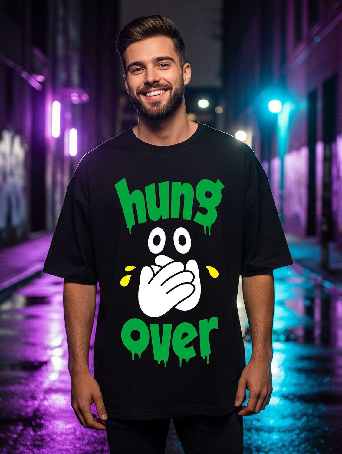 men printed short sleeve oversized t-shirt