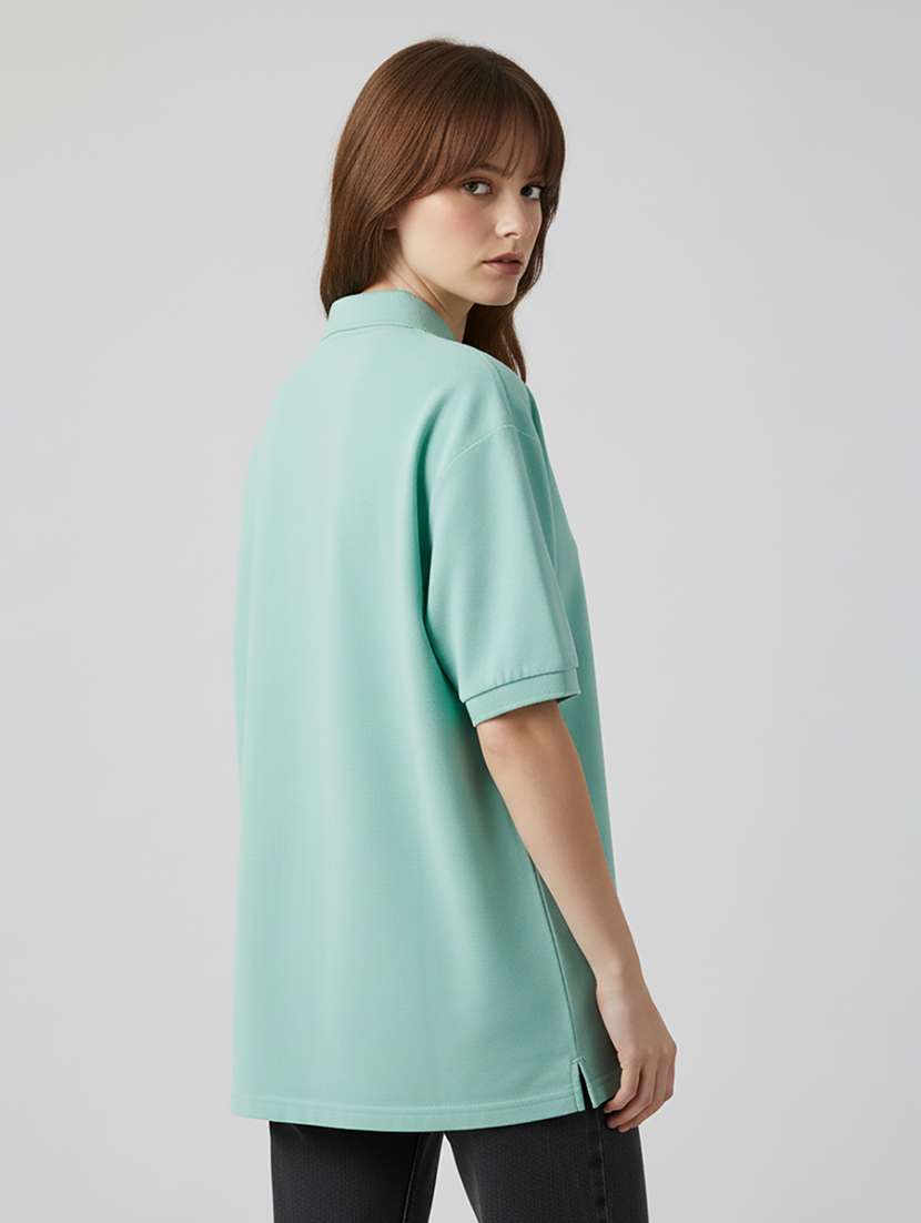 women printed short sleeve oversized polo t-shirt - 22264806 -  Standard Image - 2