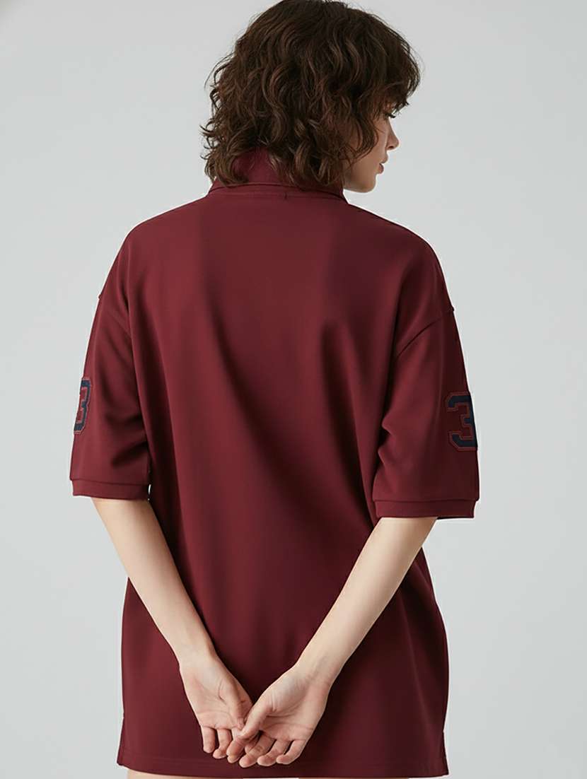 women printed short sleeve oversized polo t-shirt - 22264807 -  Standard Image - 2