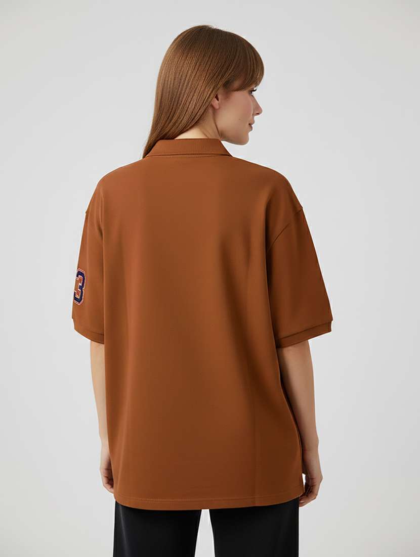 women printed short sleeve oversized polo t-shirt - 22264809 -  Standard Image - 2