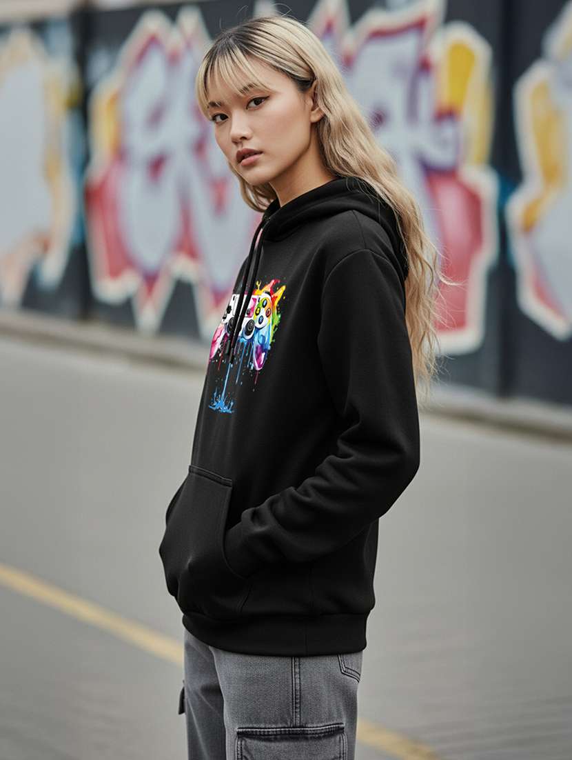 women printed long sleeve hooded sweatshirt - 22264997 -  Standard Image - 2