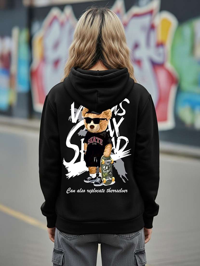 women printed long sleeve hooded sweatshirt