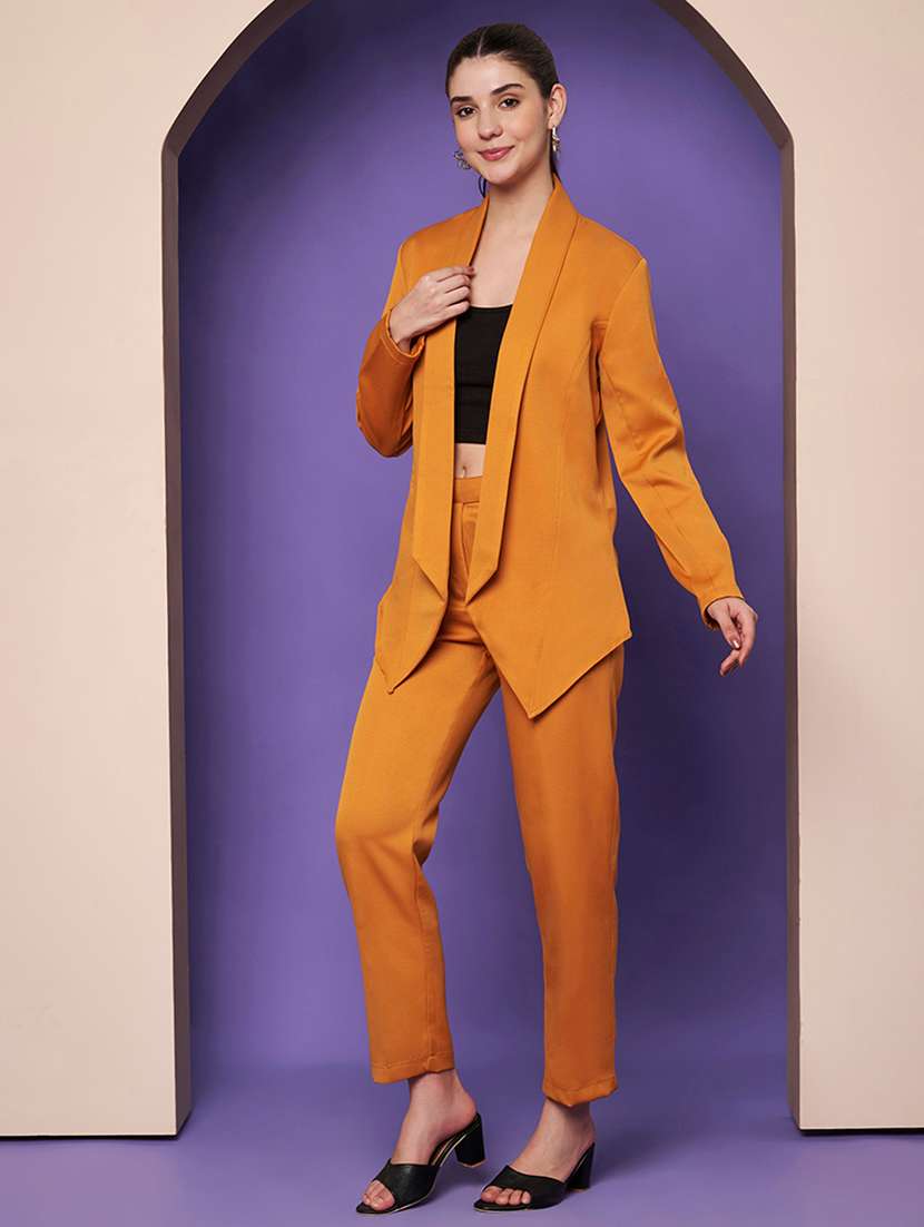 women solid blazer and trouser co-ord set - 22265116 -  Standard Image - 2