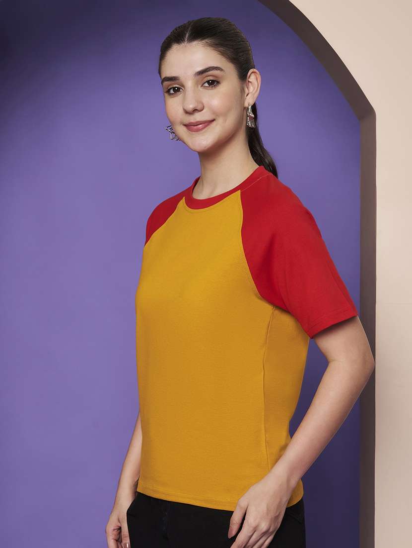 women color blocked short sleeeve relaxed fit t-shirt - 22265121 -  Standard Image - 2