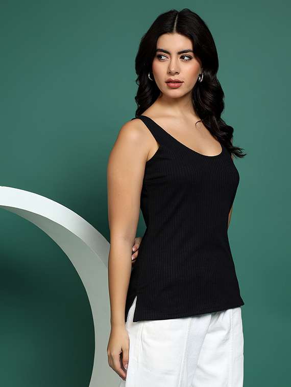 women black solid sleeveless camisole - 22265129 -  Standard Image - 2