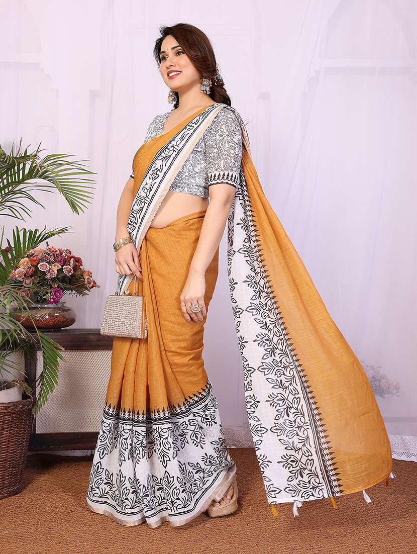 women printed casual wear saree with blouse - 22265380 -  Standard Image - 2