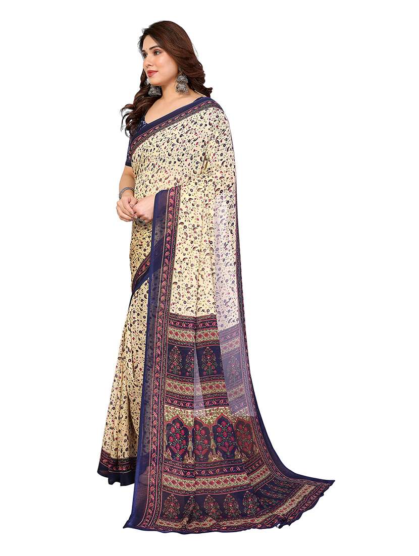 women printed casual wear saree with blouse - 22265387 -  Standard Image - 2