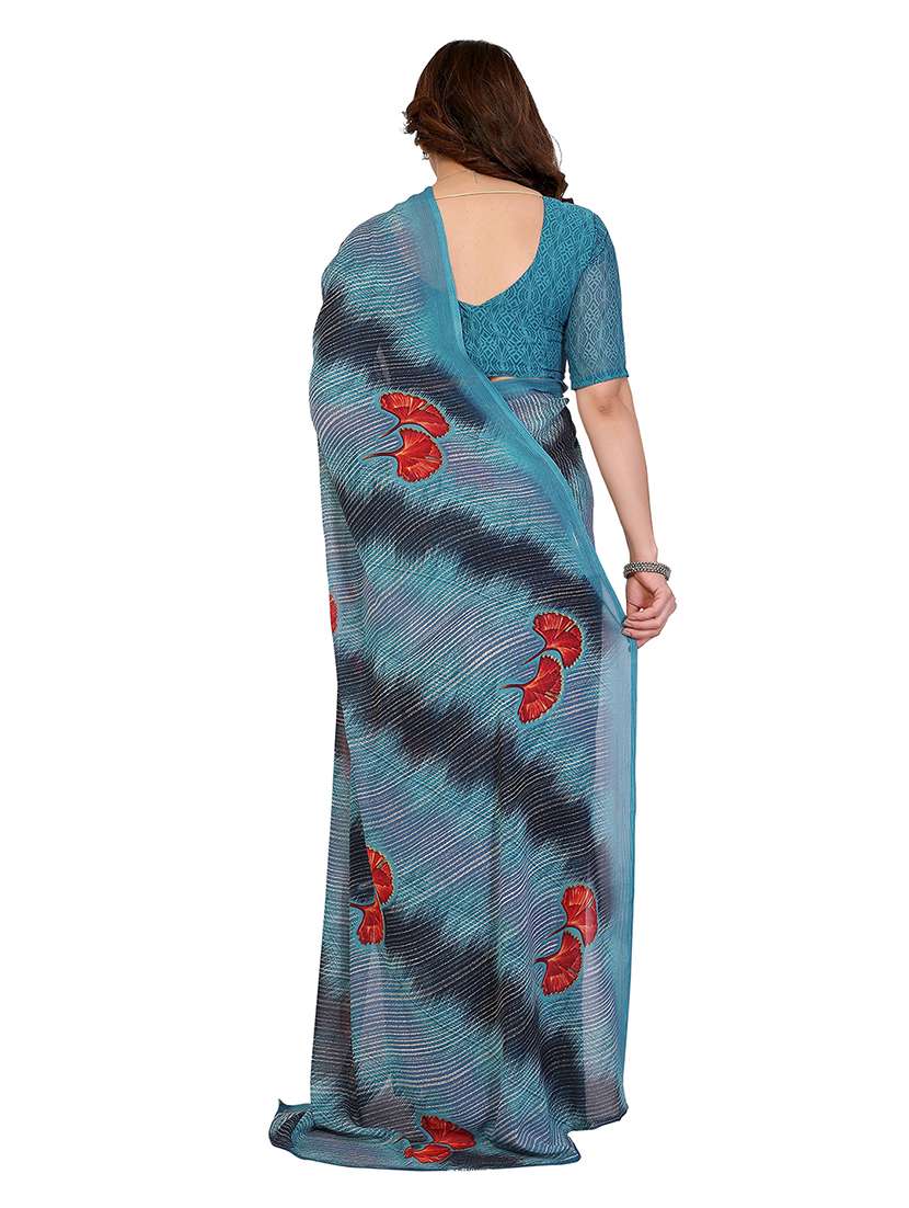 women printed casual wear saree with blouse - 22265396 -  Standard Image - 2