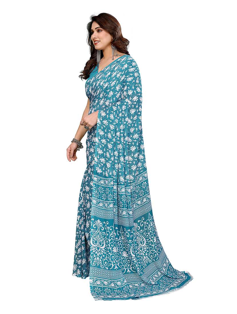 women printed casual wear saree with blouse - 22265407 -  Standard Image - 2