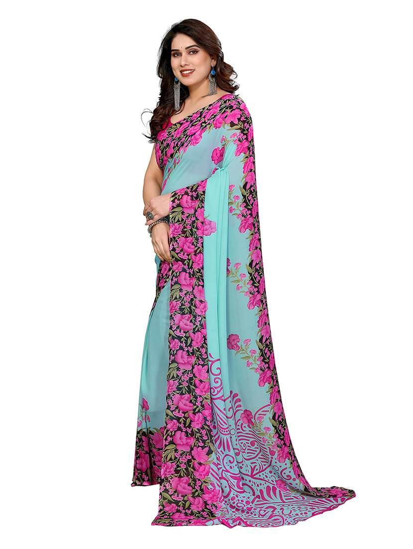 women printed casual wear saree with blouse - 22265411 -  Standard Image - 2