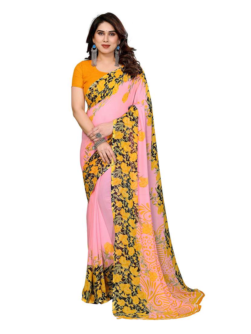 women printed casual wear saree with blouse