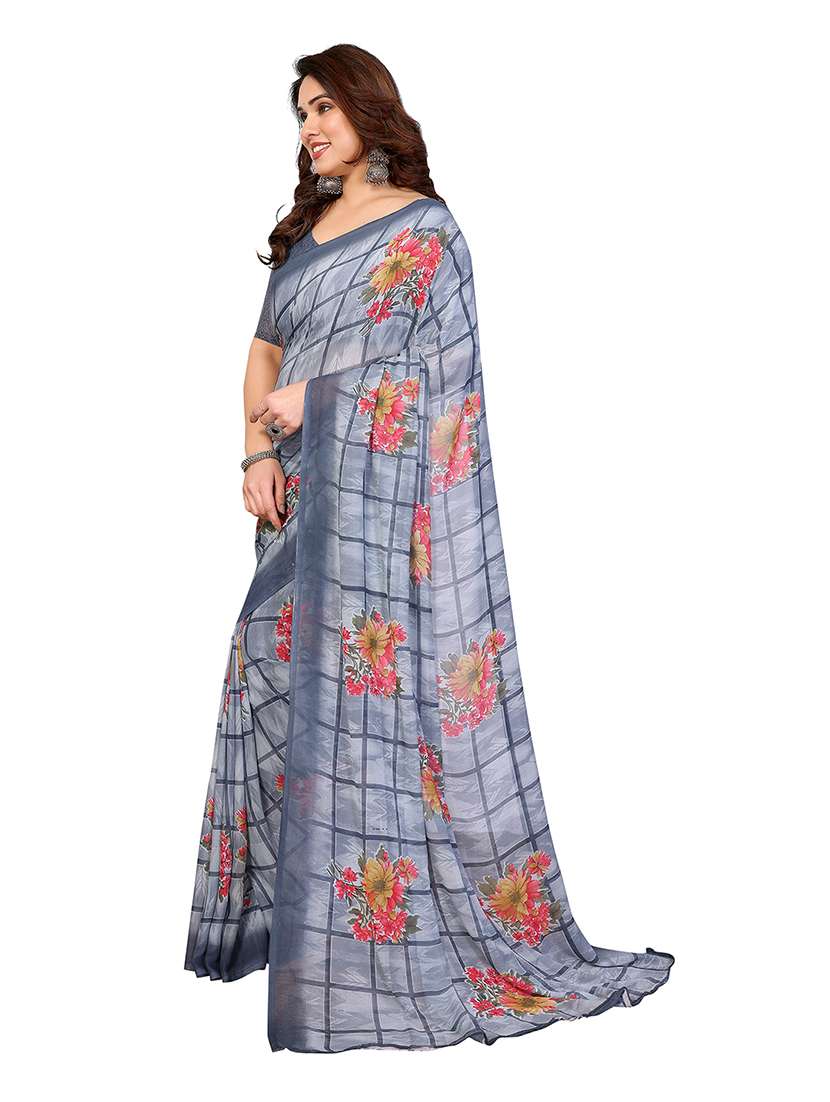 women printed casual wear saree with blouse - 22265415 -  Standard Image - 2