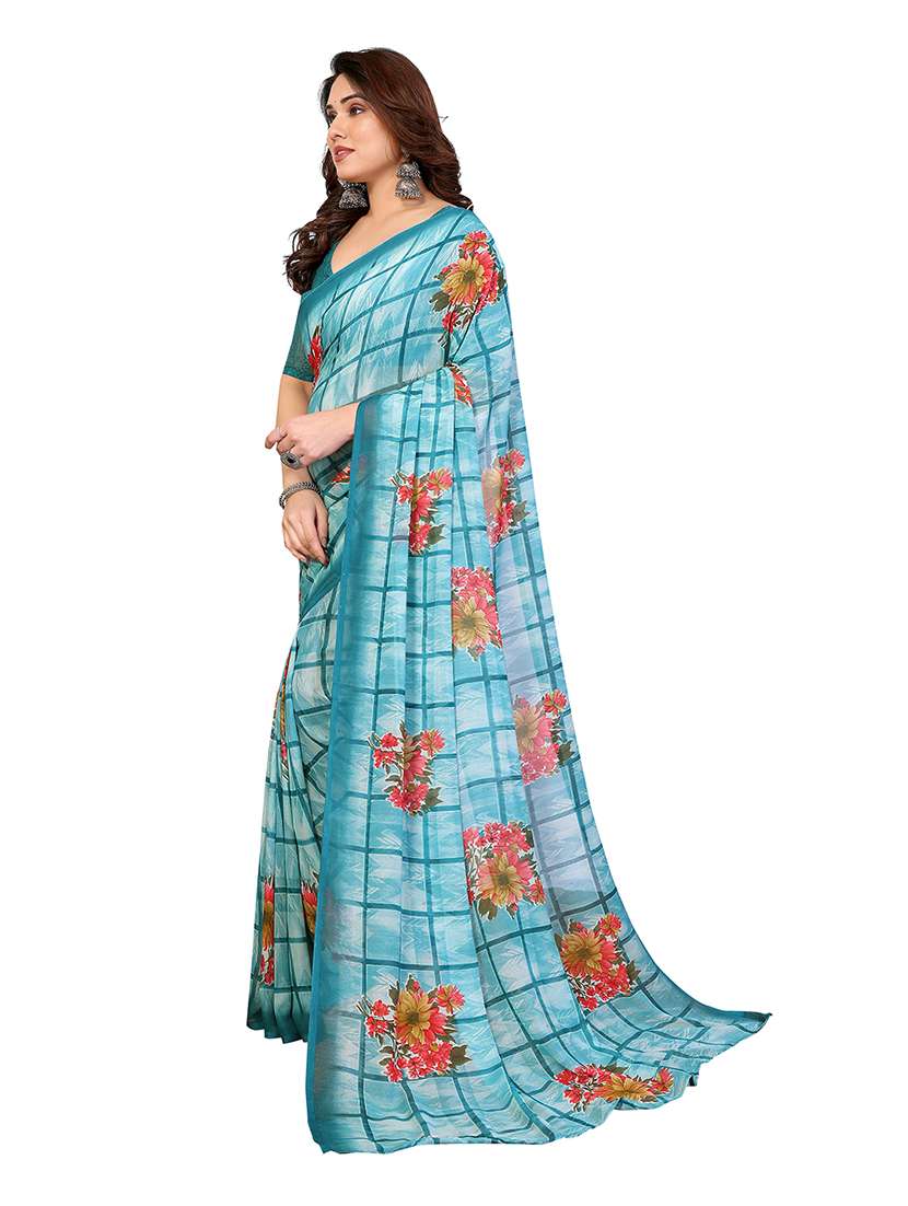 women printed casual wear saree with blouse - 22265418 -  Standard Image - 2
